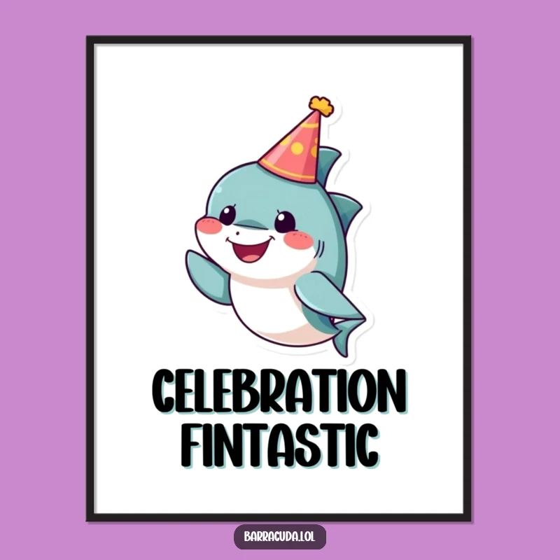 Funny Party Barracuda Poster: Decorate With Cheerful Fish Art