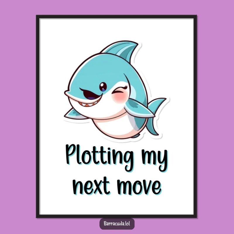 Funny Barracuda Wink Poster: Mischievous Art, Perfect Humorous Gift for Cheeky Wall Decor