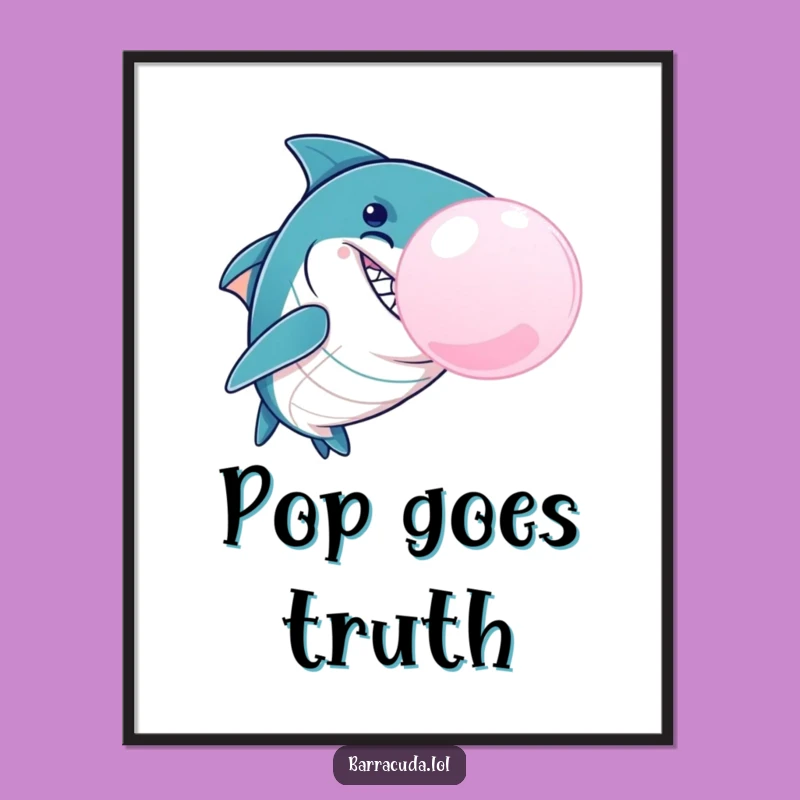 Funny Barracuda Bubble Poster - Mischievous Grin Aquatic Wall Art