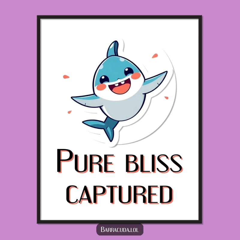 Funny Kawaii Barracuda Art Print: Spin into Joy for Your Wall!