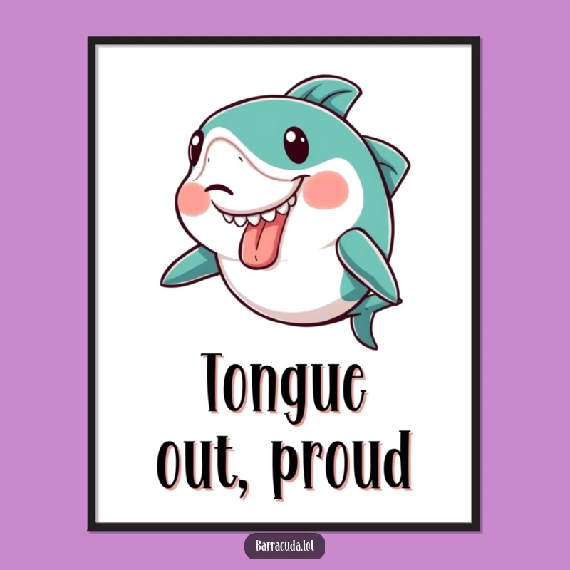 Funny Kawaii Barracuda Art Print: Tongue Out for Your Wall!