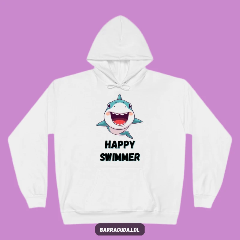 Cozy Funny Kawaii Barracuda Grin Hoodie, Warm Quirky Ocean Gift