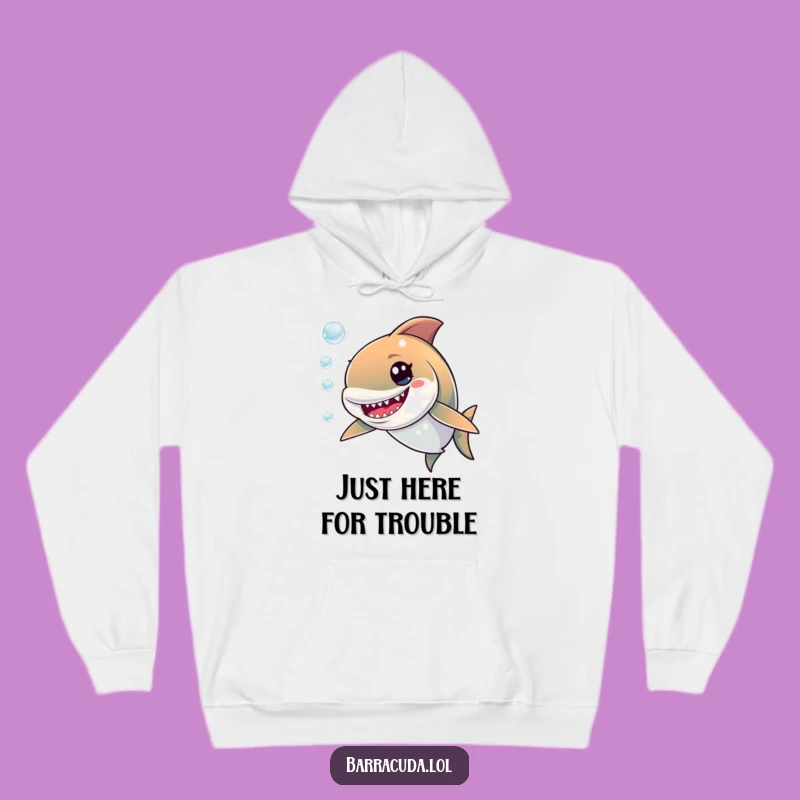 Funny Barracuda Hoodie: Cozy & Mischievous Grin Chasing Bubbles, Great Humorous Gift
