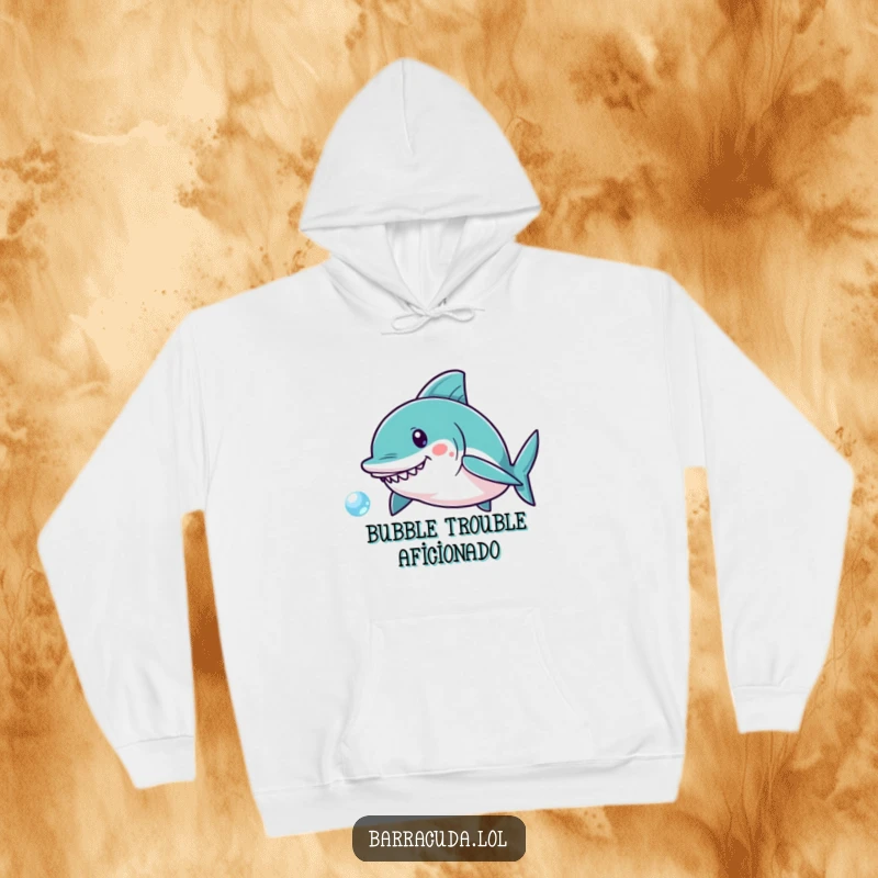 Funny Kawaii Barracuda Hoodie: A snuggly hoodie featuring a cute fish playfully chasing a sparkling bubble underwater.