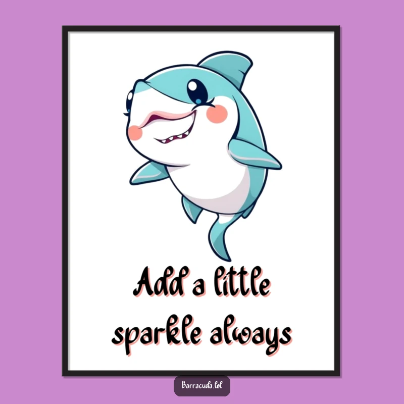 Funny Free Printable Kawaii Barracuda Wall Art: Sparkling Wink Downloadable Art