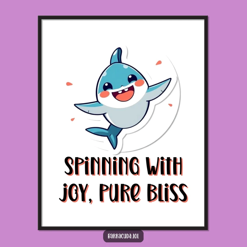 Free Printable Kawaii Barracuda Art: Joyful Spin Downloadable Decor