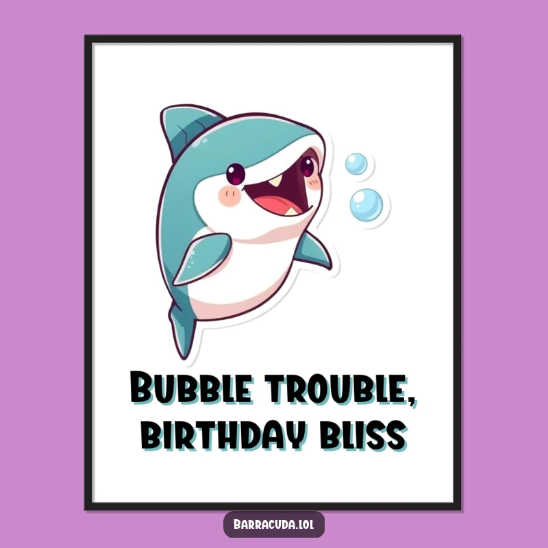 Free Printable Wall Art: Amusing Barracuda Bubble Chase - Funny Downloadable Decor