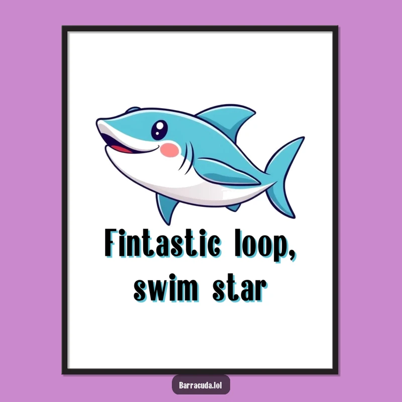 Free Printable Wall Art: Cute Barracuda's Looping Fun for Your Home