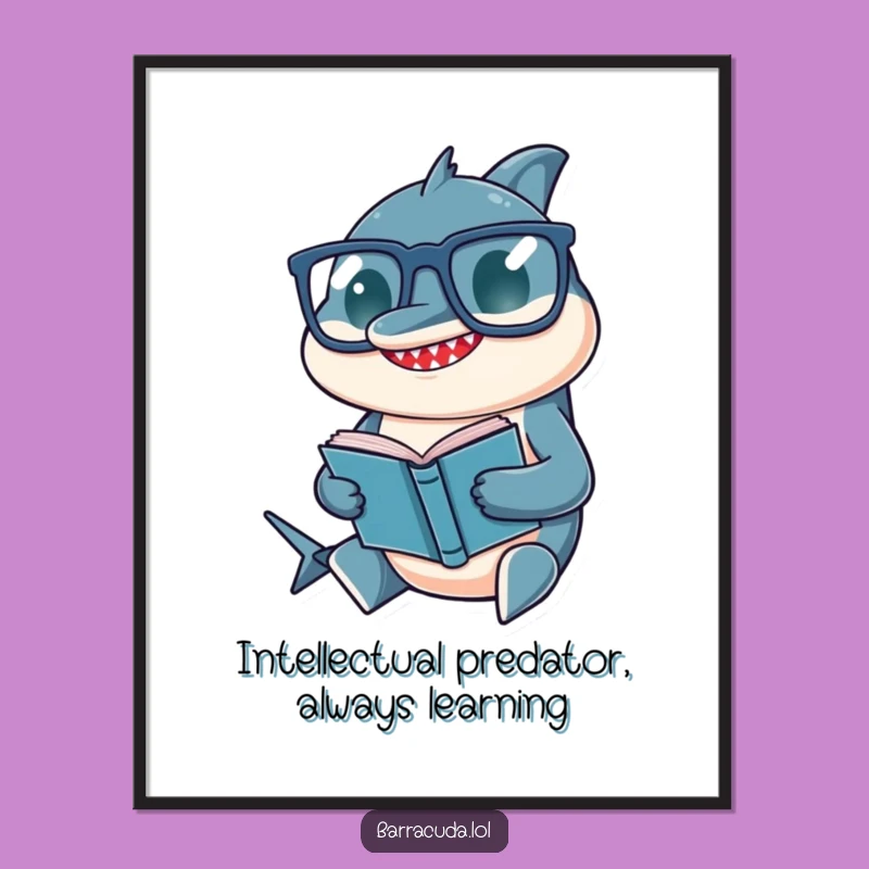 Free Printable Wall Art: Intellectual Barracuda & Book, Humorous Downloadable Decor