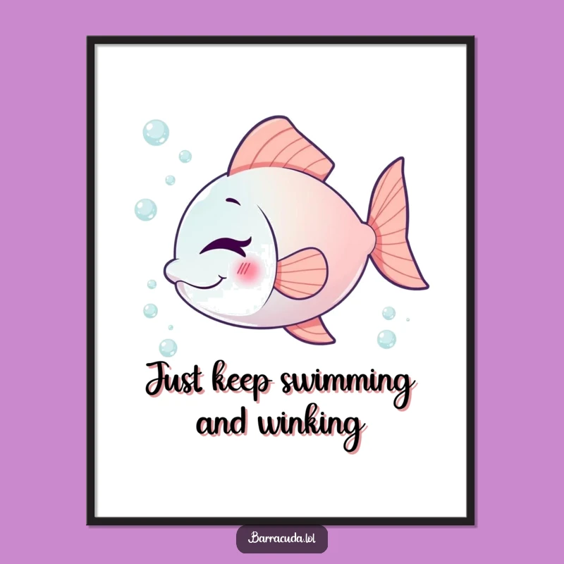 Free Printable Wall Art: Winking Fish Vibes, Humorous Downloadable Art for a Playful Space