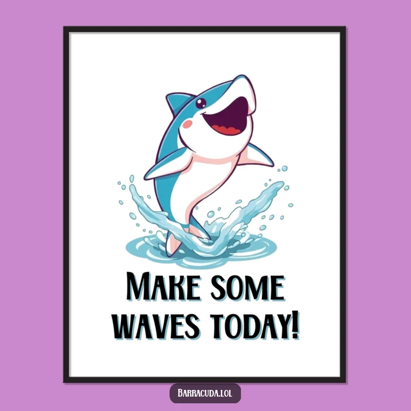 Funny Free Printable Kawaii Barracuda Wall Art: Joyful Splash Downloadable Art