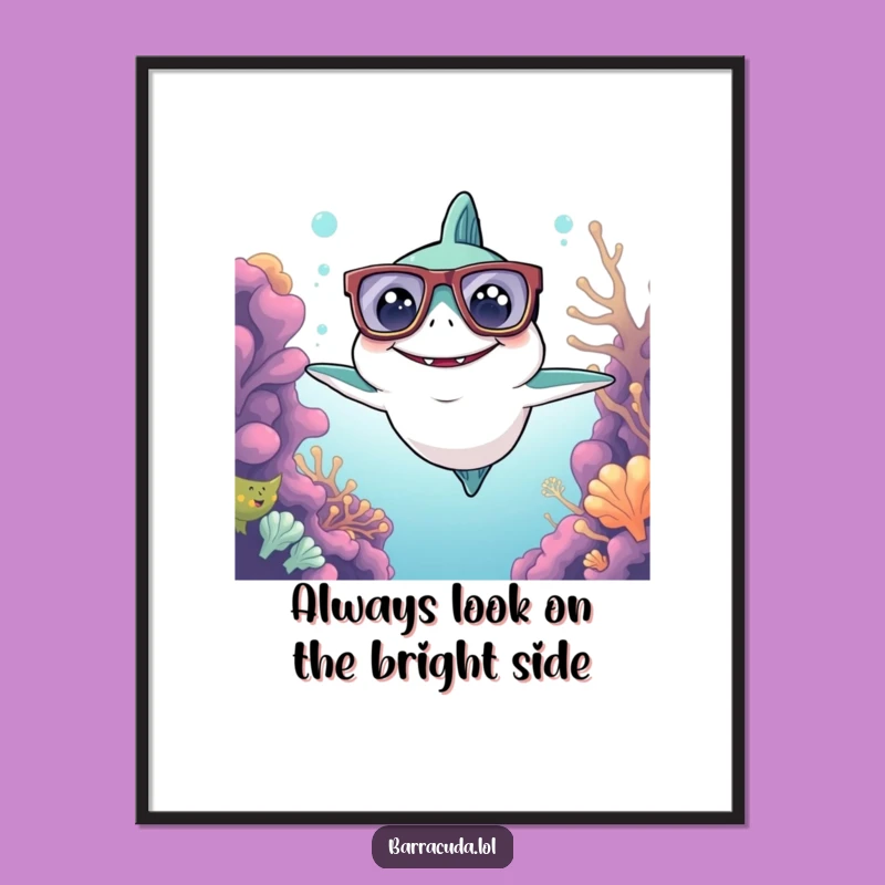 Funny Free Printable Kawaii Barracuda Wall Art: Nerdy Reef Explorer Downloadable Art