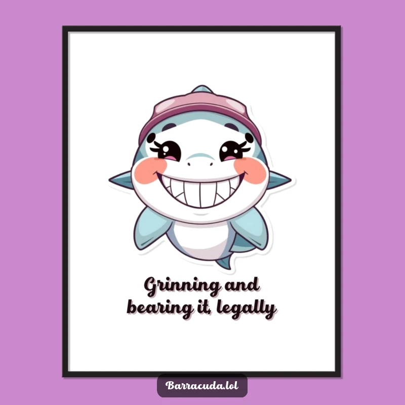Funny Free Printable Wall Art: Happy Grinning Barracuda, Downloadable Quirky Home Decor
