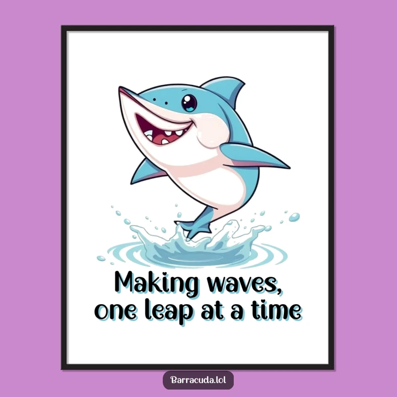 Funny Free Printable Wall Art: Leaping Barracuda, Energetic Downloadable Aquatic Decor