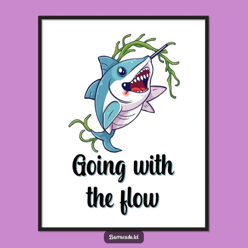 Funny Free Printable Barracuda Wall Art - Elegant Ocean Decor Downloadable