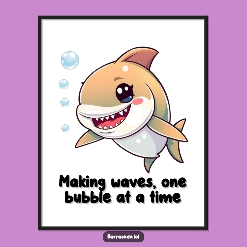 Free Printable Wall Art: Funny Barracuda & Bubbles, Hilarious Downloadable Home Decor