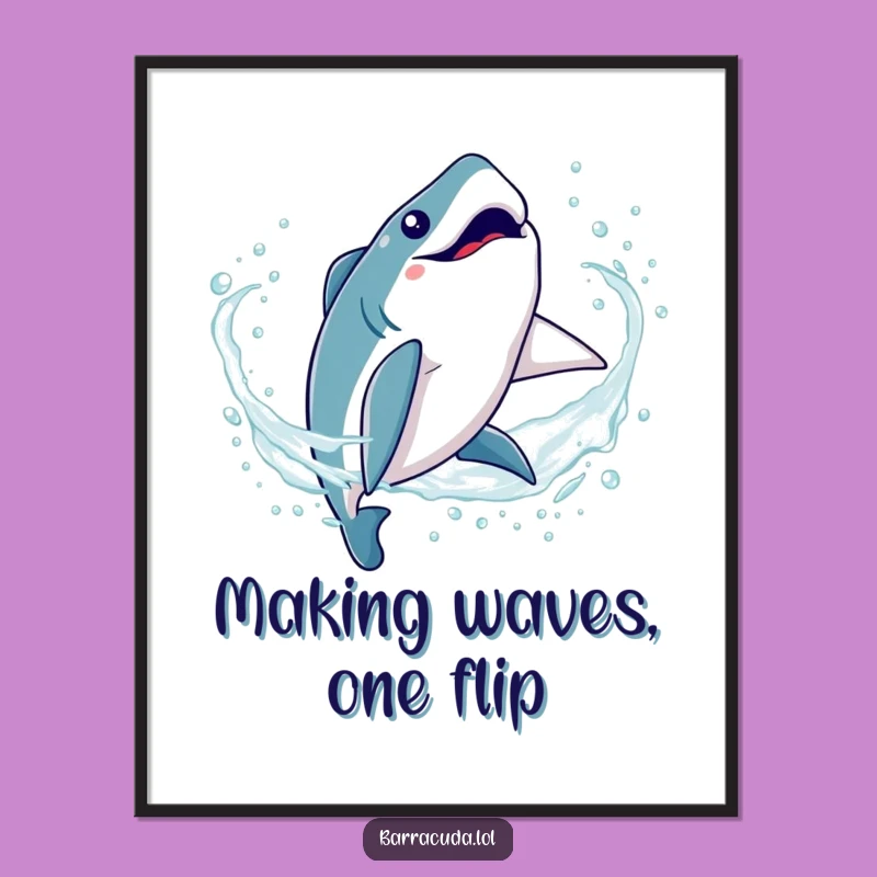 Free Printable Wall Art: Barracuda Somersault, Funny Downloadable Art Decor