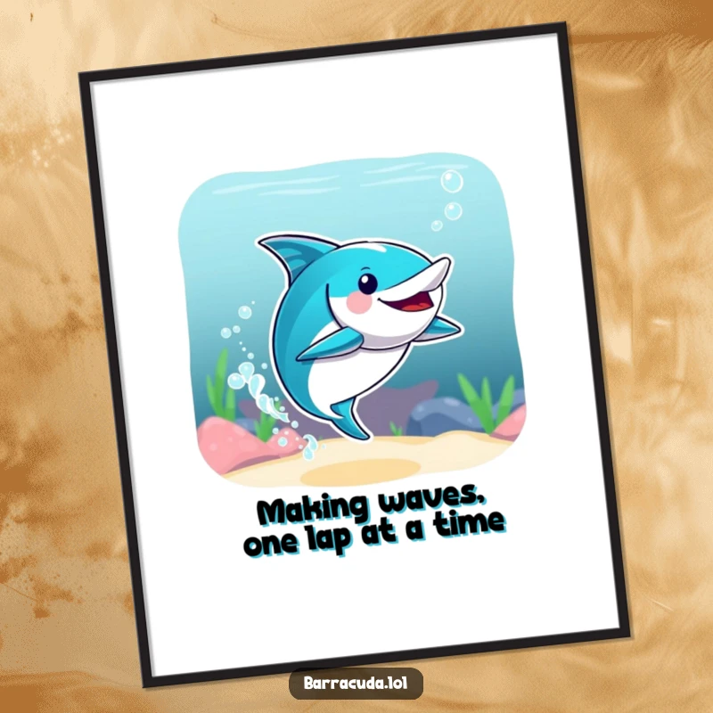 Funny Free Printable Wall Art: Barracuda mid-splash, performing a dramatic synchronized swimming move with gusto.