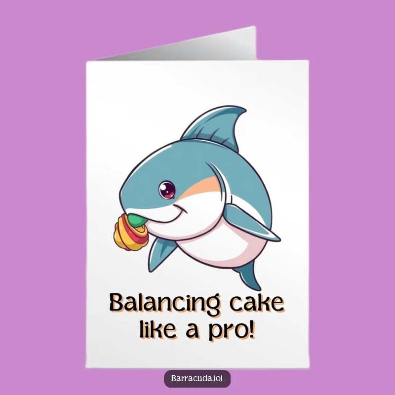 Free Printable Birthday Card: Barracuda's Shell Balancing Act - Funny Downloadable Gift