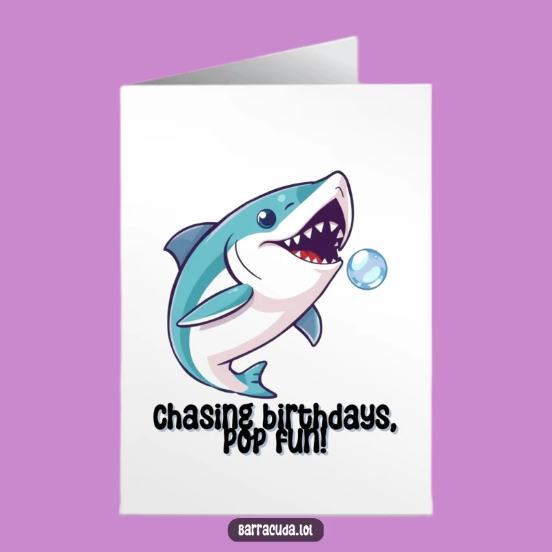 Free Printable Birthday Card: Barracuda Bubble Chase Funny Downloadable Gift