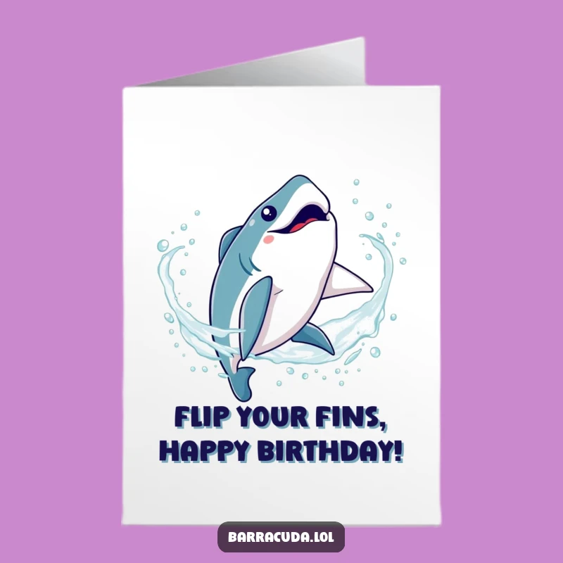 Free Printable Birthday Card: Silly Barracuda Somersault, Funny Downloadable Gift