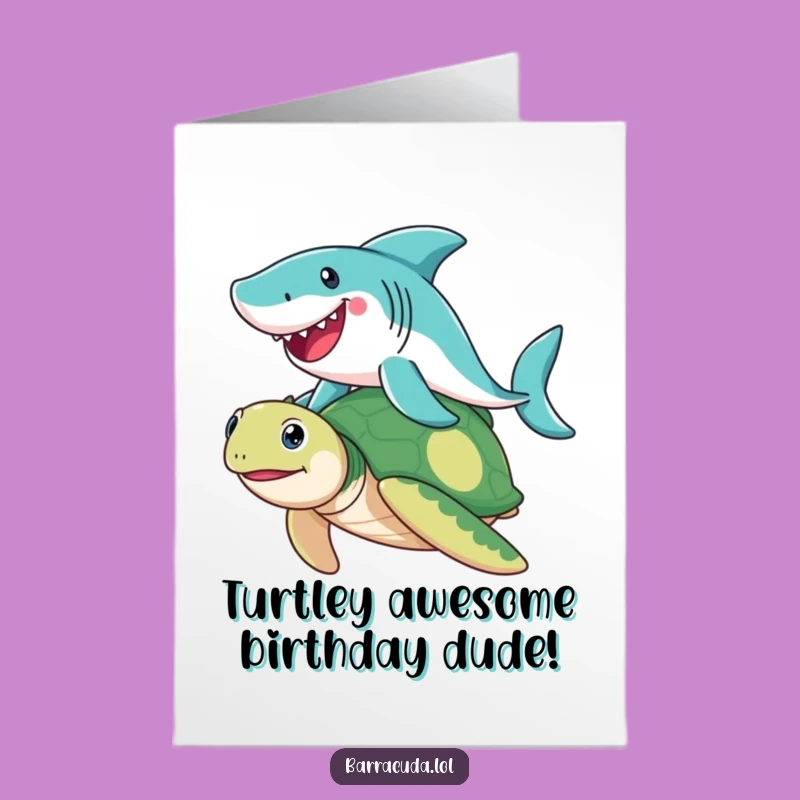 Free Printable Birthday Card: Barracuda Surfing Turtle Fun, Hilarious Downloadable Gift