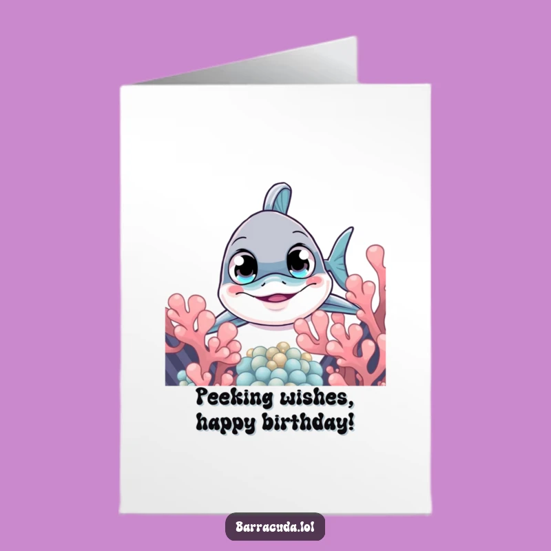 Free Printable Birthday Card: Curious Barracuda Peek Funny Downloadable Gift