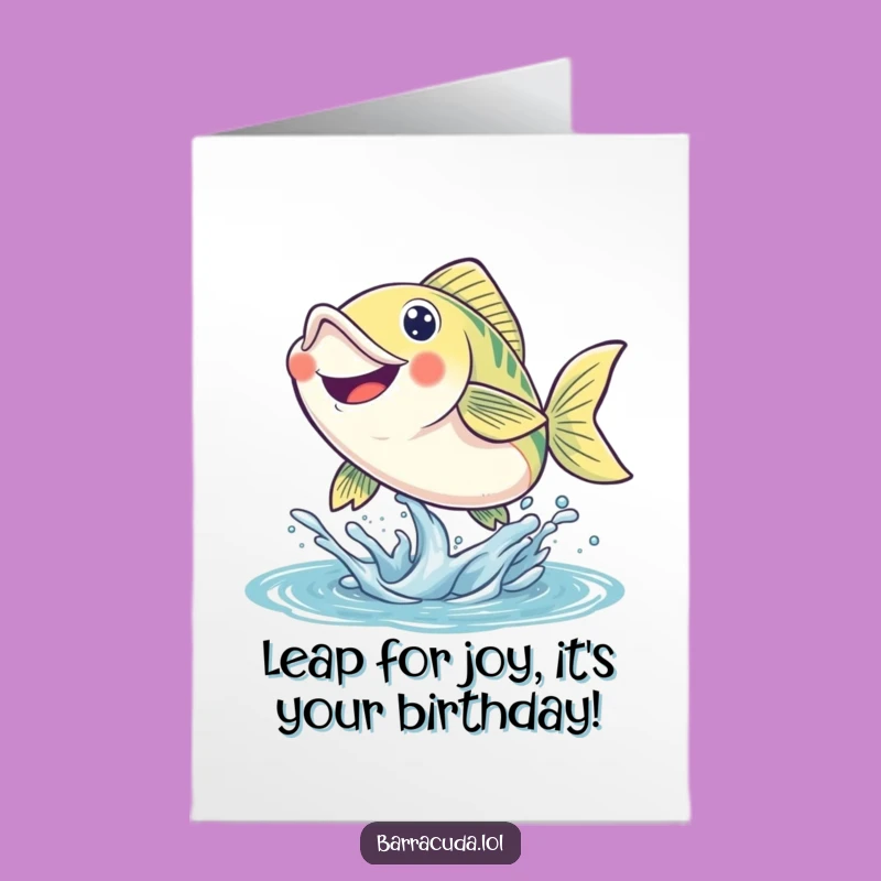 Free Printable Birthday Card: Energetic Fish Jump, Joyful Downloadable Gift for Celebrations