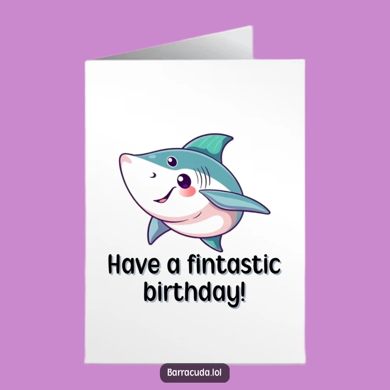 Free Printable Birthday Card: Friendly Barracuda Wave - Ocean Fun Download Gift