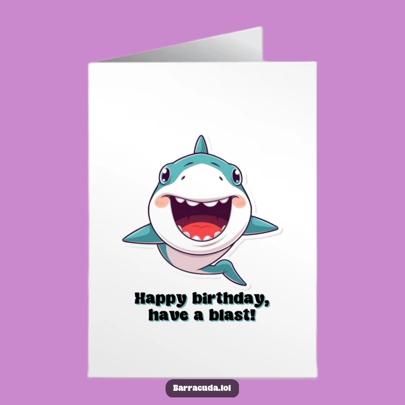 Free Printable Birthday Card: Kawaii Barracuda Grin for a Fun Birthday