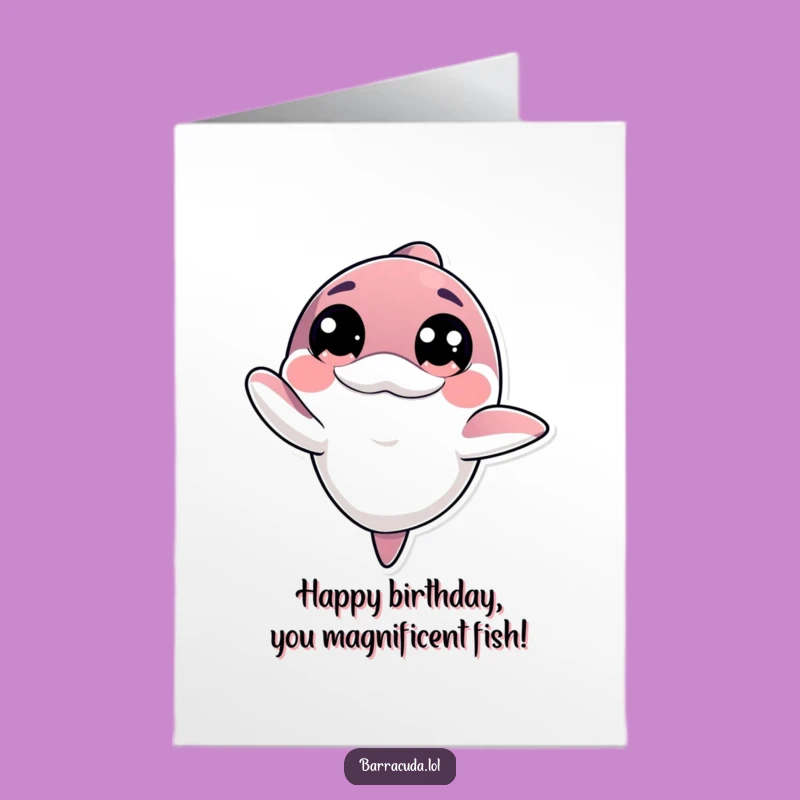 Free Printable Kawaii Barracuda Birthday Card: Friendly Wave Download