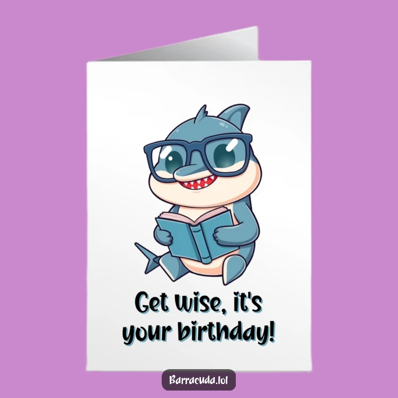 Free Printable Birthday Card: Nerdy Barracuda & Book for a Whimsical Downloadable Gift