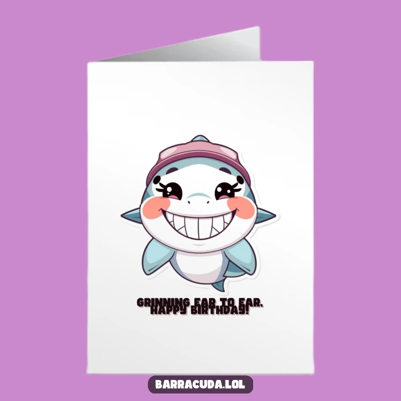 Funny Free Printable Birthday Card: Happy Barracuda Grin, Downloadable & Print at Home Gift