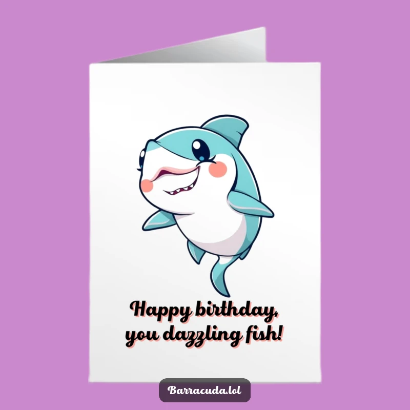 Free Printable Kawaii Barracuda Birthday Card: Sparkling Wink Downloadable Gift