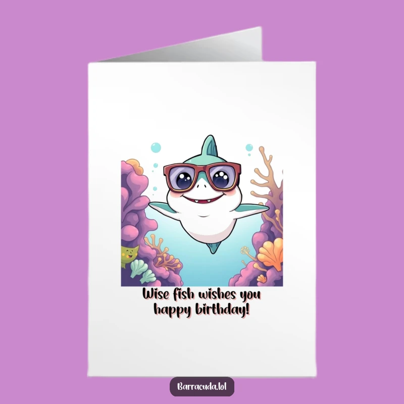 Free Printable Kawaii Barracuda Birthday Card: Nerdy Reef Survey Downloadable Gift