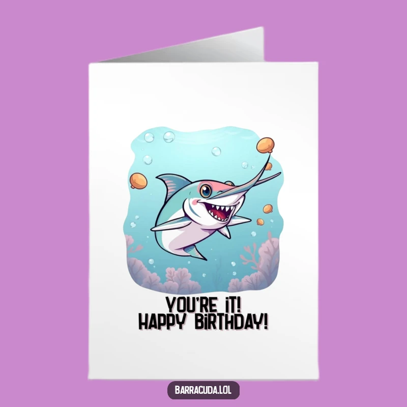 Free Printable Birthday Card: Energetic Barracuda Tag for a Fun-Loving Celebration