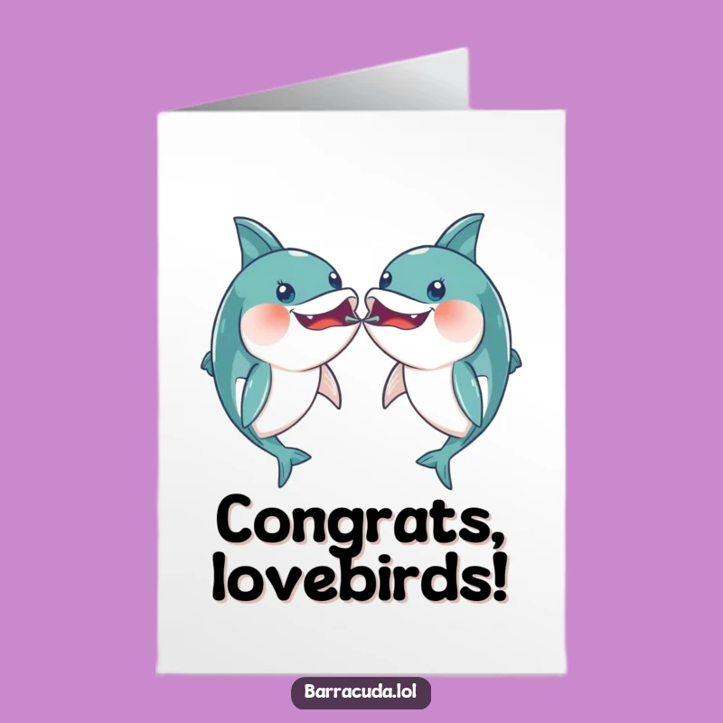 Free Printable Kawaii Barracuda Congrats Card: Fish Kiss Download