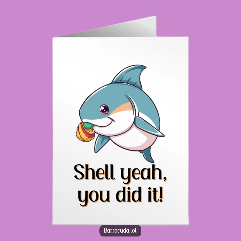 Free Printable Congrats Card: Barracuda's Shell Balancing Triumph - Downloadable Celebration Gift