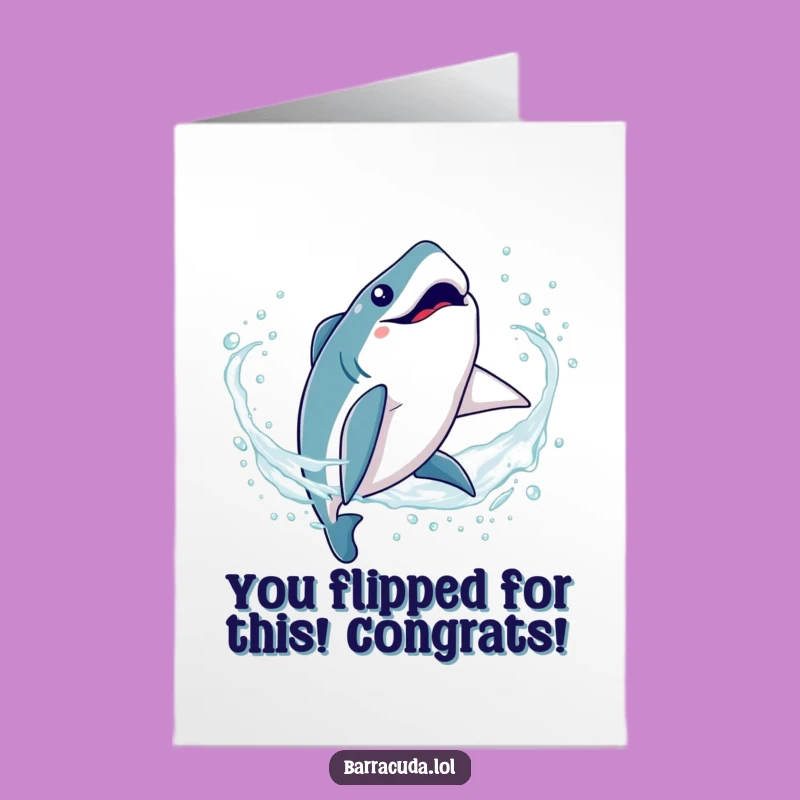 Free Printable Congrats Card: Barracuda Somersault, Funny Downloadable Celebration
