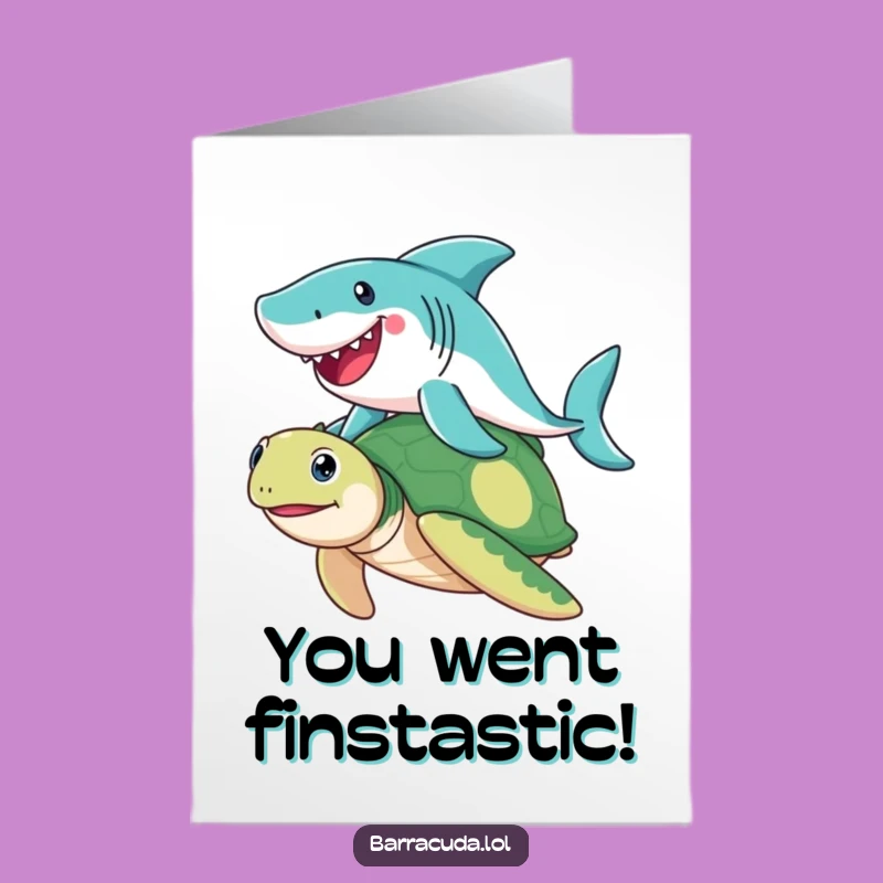 Free Printable Congrats Card: Barracuda Turtle Ride Success, Funny Downloadable Gift