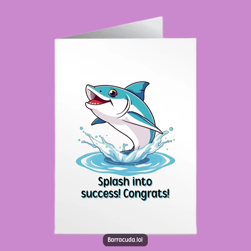 Free Printable Congrats Card: Splashy Barracuda Jump for a Joyful Downloadable Gift