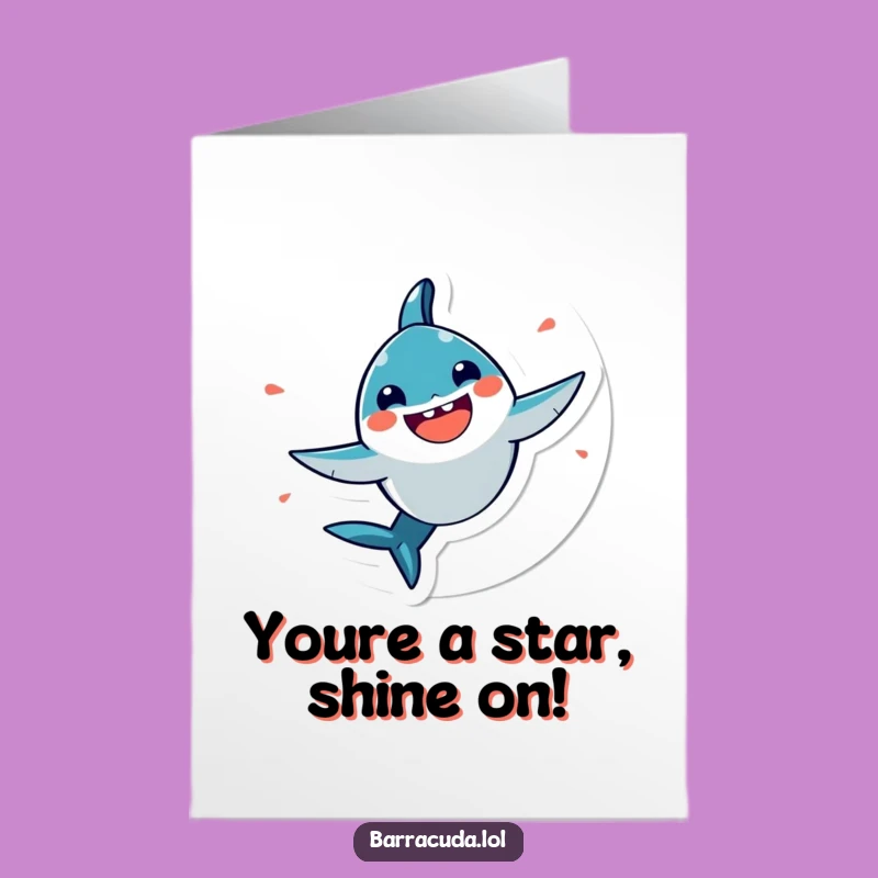 Free Printable Kawaii Barracuda Congrats Card: Joyful Spin Download