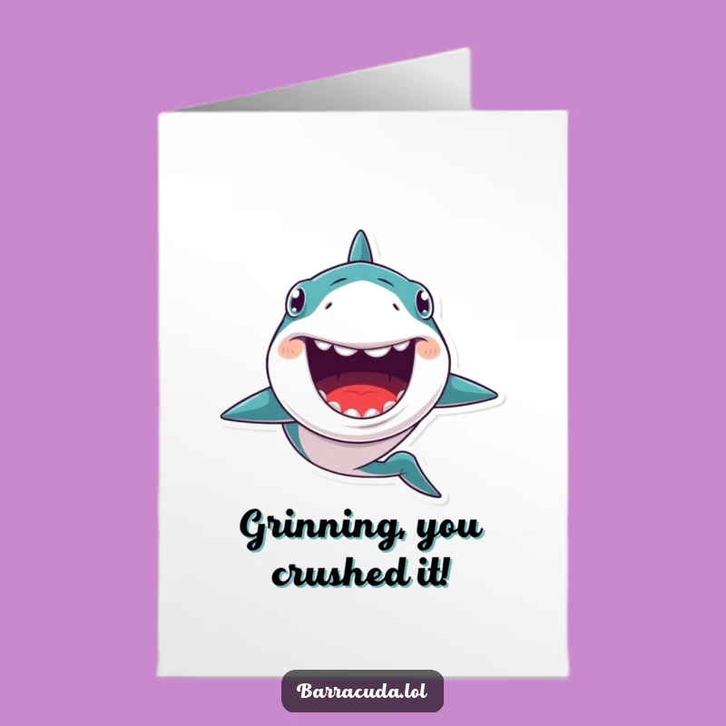 Free Printable Congrats Card: Kawaii Barracuda Grin for Your Success