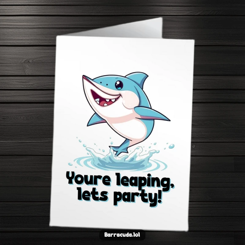 Free Printable Congratulations Card: A barracuda leaping playfully out of the water, signaling a momentous achievement.