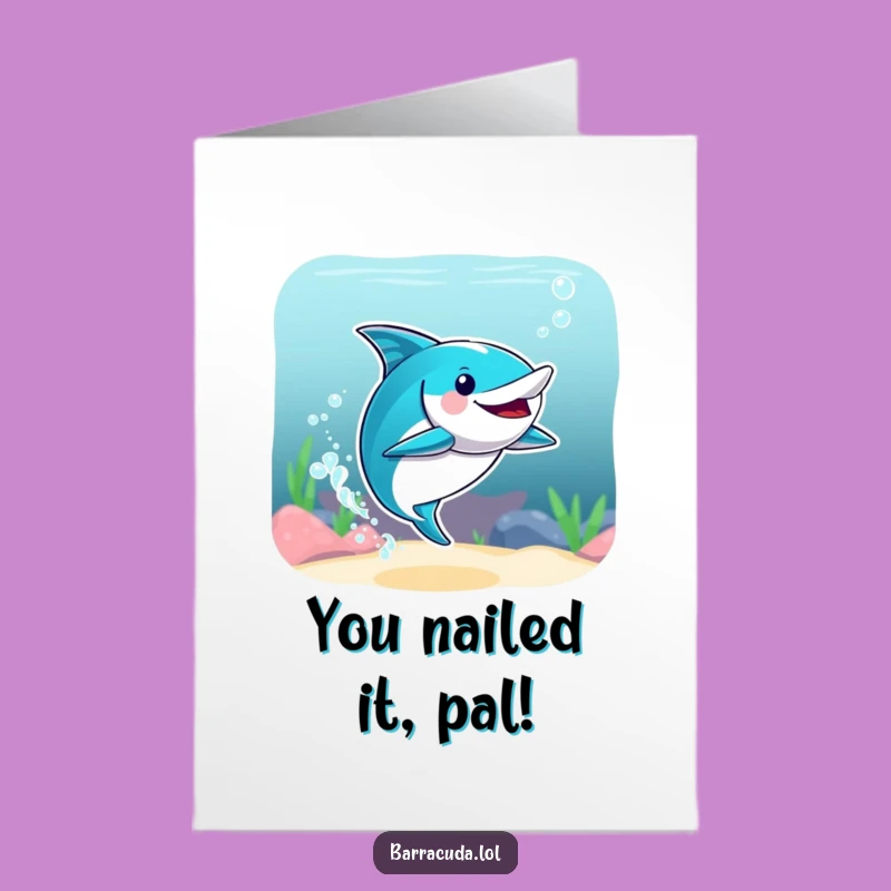 Free Printable Congrats Card: Barracuda's Splashy Victory Dance - Downloadable Celebration Gift
