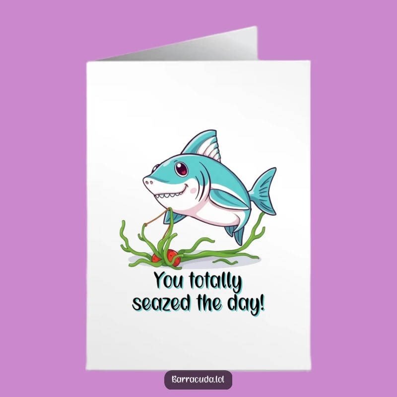 Free Printable Kawaii Barracuda Congrats Card: Seaweed Success Downloadable Gift