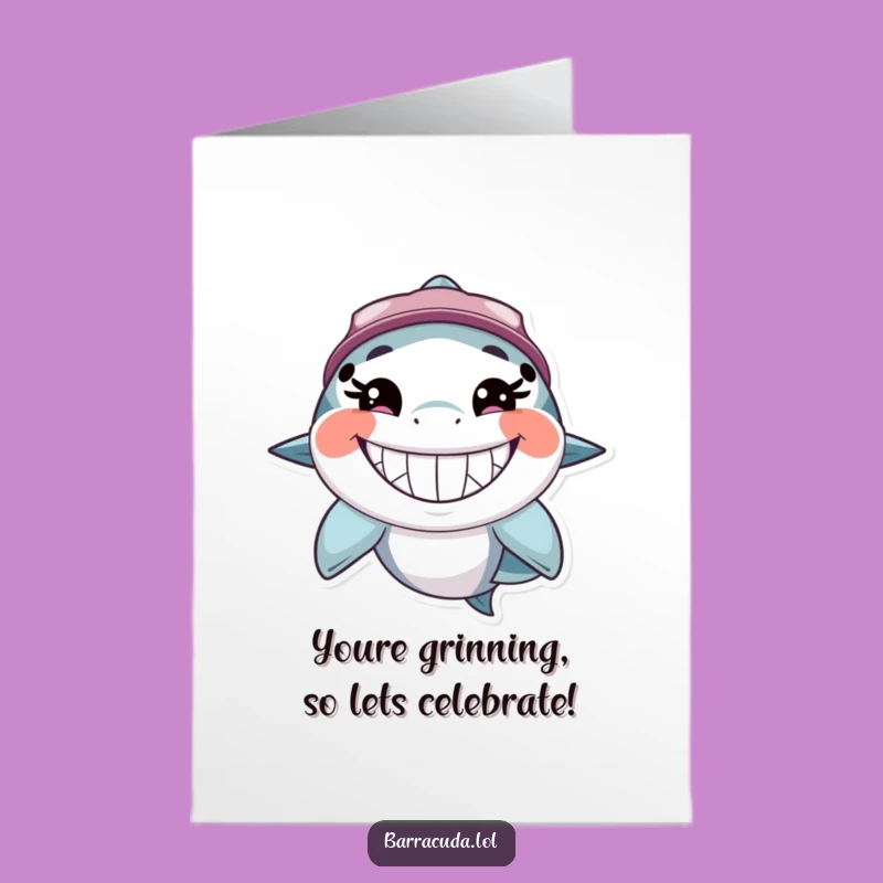 Free Printable Congrats Card: Cheerful Barracuda Grin, Downloadable for Your Celebration