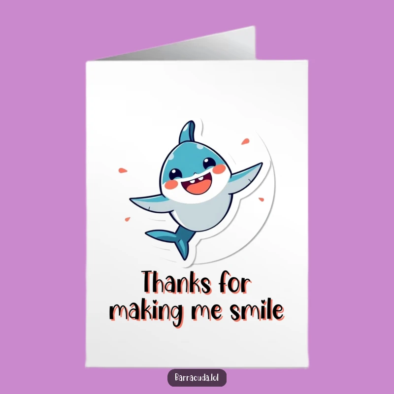 Free Printable Kawaii Barracuda Thank You Card: Joyful Spin Download