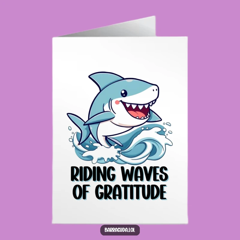 Free Printable Thank You Card: Cute Kawaii Barracuda Wave Appreciation Greeting - Downloadable Gift