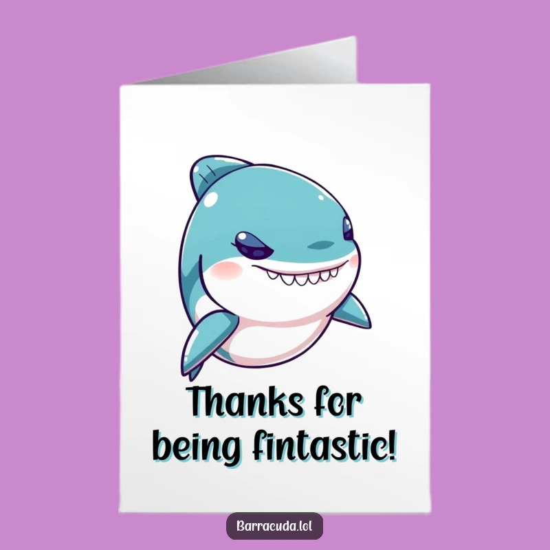 Free Printable Thank You Card: Funny Kawaii Barracuda, Sweet Downloadable Gift for Gratitude